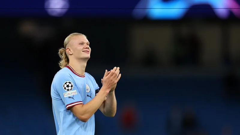 Fotografija: Erling Haaland se je odlično znašel v dresu Manchester Cityja. FOTO: Carl Recine/Reuters
