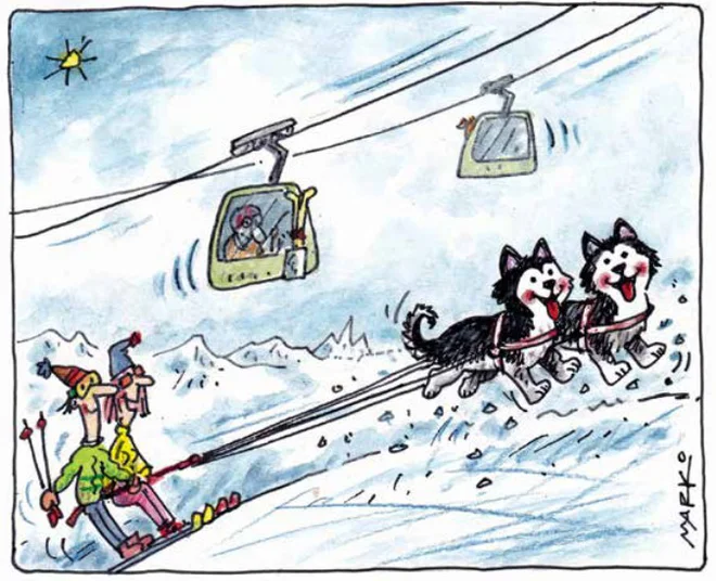 Smučanje bo! KARIKATURA: Marko Kočevar