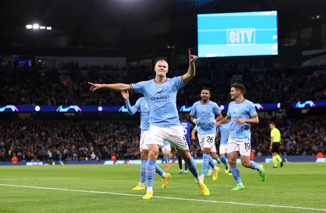 Erling Haaland se prebija proti vrhu najboljših napadalcev v ligi prvakov. FOTO: Lee Smith/Reuters
