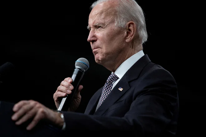Ameriški predsednik Joe Biden svari pred motivi ruskega predsednika Vladimirja Putina. FOTO: Tom Brenner/Reuters
