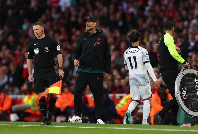 Jürgen Klopp in Mohamed Salah sta v vse večjih težavah. FOTO: David Klein/Reuters
