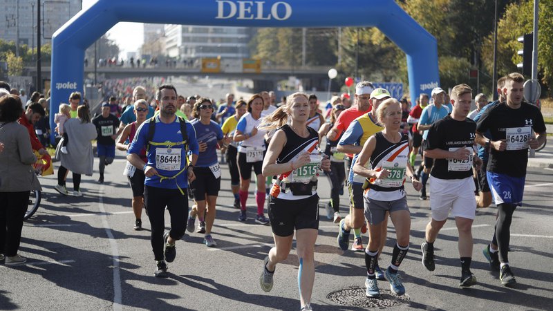 Fotografija: Ljubljanski maraton na 21 in 42 km. FOTO: Leon Vidic/Delo
