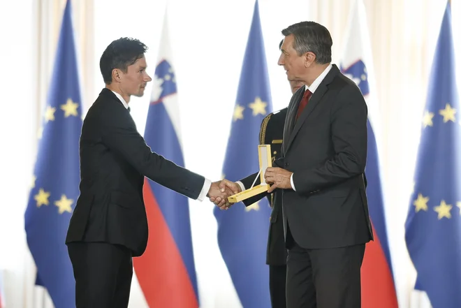 Predsednik Borut Pahor z občudovanjem spremlja kariero Primoža Rogliča. FOTO: Jože Suhadolnik/Delo

