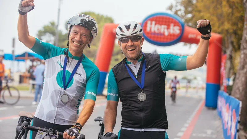 Fotografija: Nedeljski skupinski štart maratoncev je bil vrhunec dogajanja. FOTO: Istrski kolesarski maraton