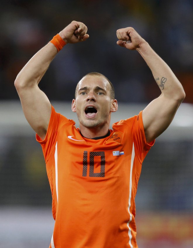 Wesley Sneijder po polfinalni tekmi SP 2010. FOTO: Carlos Barria/Reuters
