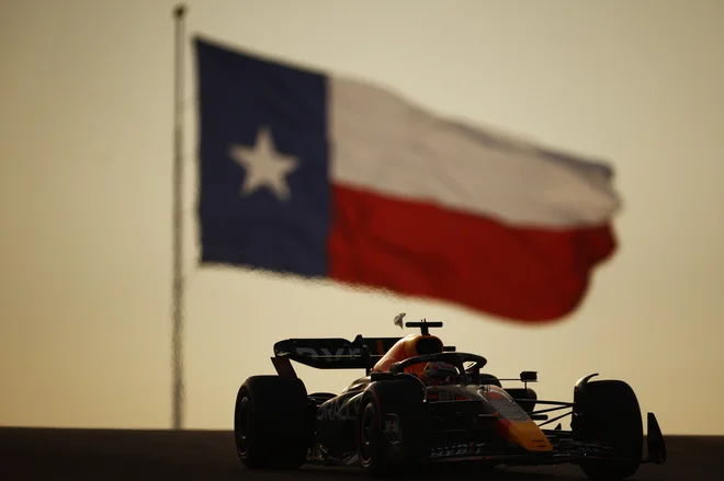 Max Verstappen med kvalifikacijami v Austinu. FOTO: Chris Graythen/AFP
