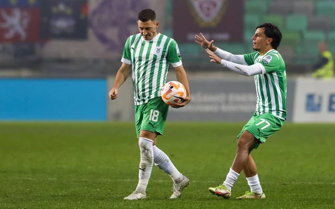 Mario Kvesić in Almedin Ziljkić nista zabila gola v Novi Gorici.  FOTO: Matej Družnik
