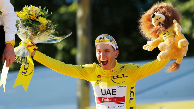 Fotografija: Tadej Pogačar bo na Touru v prihodnjem letu spet kolesaril kot lev.  FOTO: Stephane Mahe/Reuters
