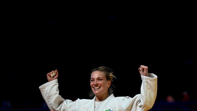 Fotografija: Anka Pogačnik se že nekaj časa zelo lepo uveljavlja v mednarodnih judoističnih arenah. FOTO: Nikolaj Dojčinov/AFP
