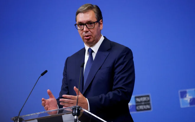 Vučić je poudaril, da bi pri razpletu razmer lahko pomembno vlogo igrale ZDA. FOTO:&nbsp;Johanna Geron/Reuters
