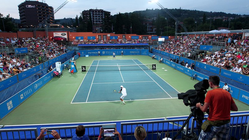 Fotografija: Portorož je znan tudi po mednarodnih turnirjih WTA in Challenger. FOTO: Dejan Javornik/Delo
