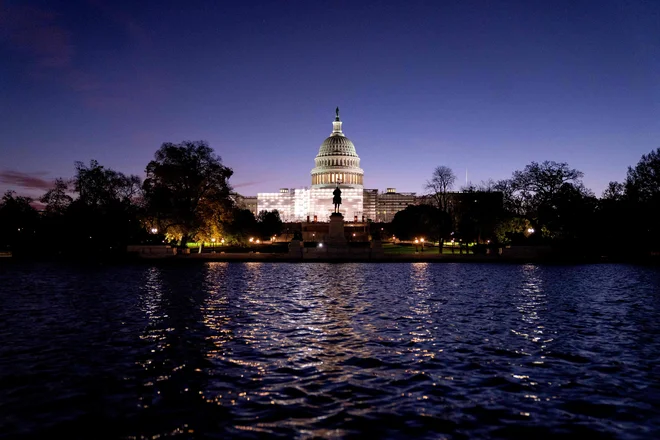 Volilno jutro  v ameriški prestolnici Washington. FOTO: Stefani Reynolds/AFP
