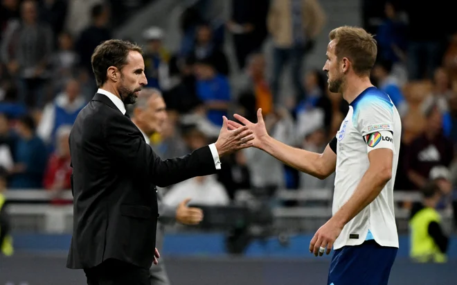 Gareth Southgate in Harry Kane veliko pričakujeta od letošnjega mundiala. FOTO: Alberto Lingria/Reuters

