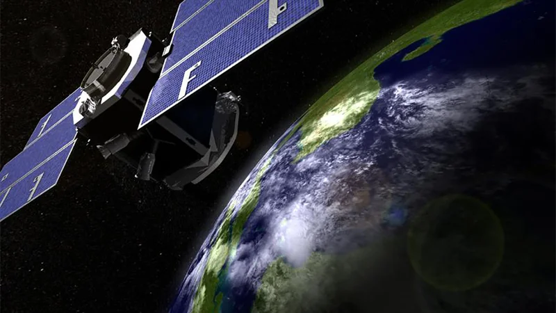 Artist&#39;s illustration of NASA&#39;s Cloudsat satellite.
Credits: Graeme L. Stephens Foto Graeme L. Stephens Delo
