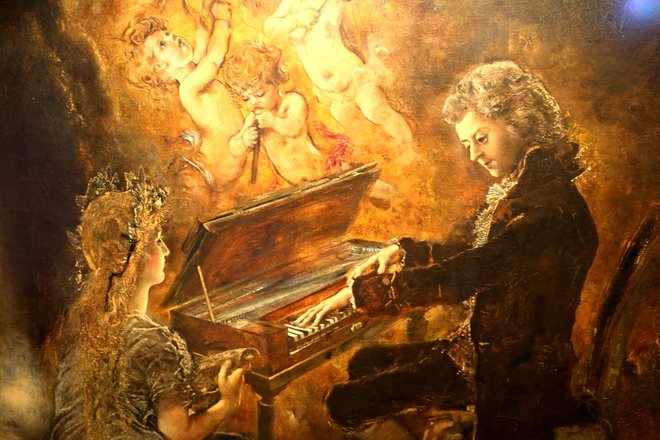 Avstrijski umetnik Anton Romako je to delo naslikal leta 1877 za notranjo dekoracijo hišice, v kateri je Mozart skladal Čarobno piščal. FOTO: promocijsko gradivo
