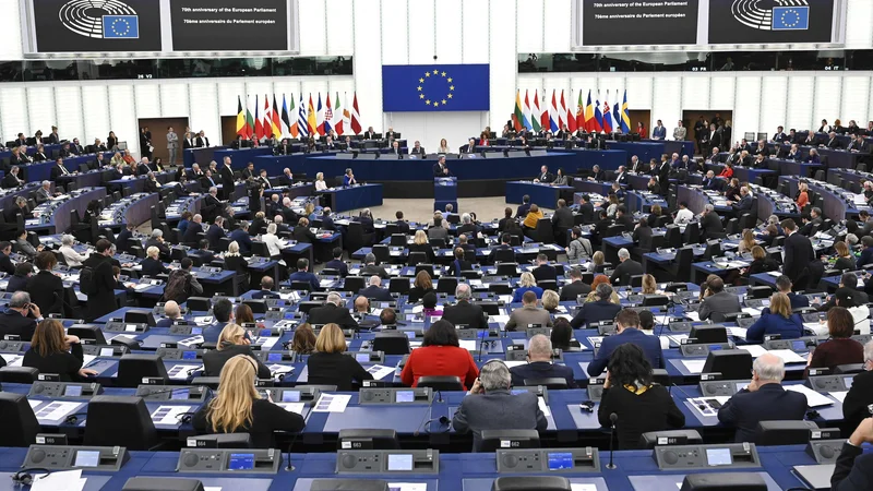 Fotografija: Resolucija evropskega parlamenta poziva države članice EU, naj tudi same razmislijo o sprejetju takšne oznake za Rusijo. FOTO: Frederick Florin/AFP
