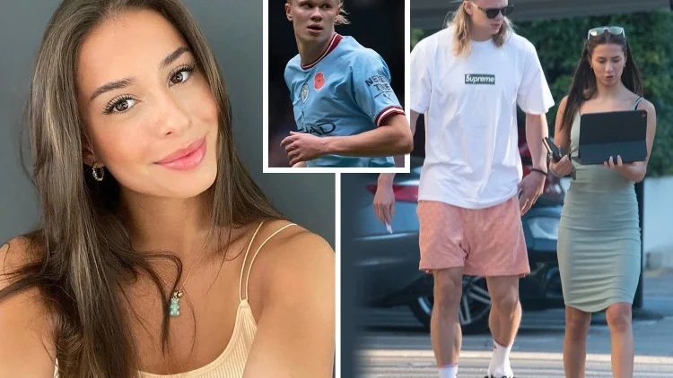 Erling Haaland in njegovo dekle Isabel Haugseng Johansen sta nerazdružljiva. FOTO: Twitter The Sun
