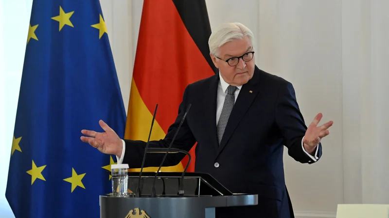 Fotografija: Nemški predsednik Frank-Walter Steinmeier je pozdravil sprejetje resolucije, ki je gladomor označila za genocid. FOTO: REUTERS