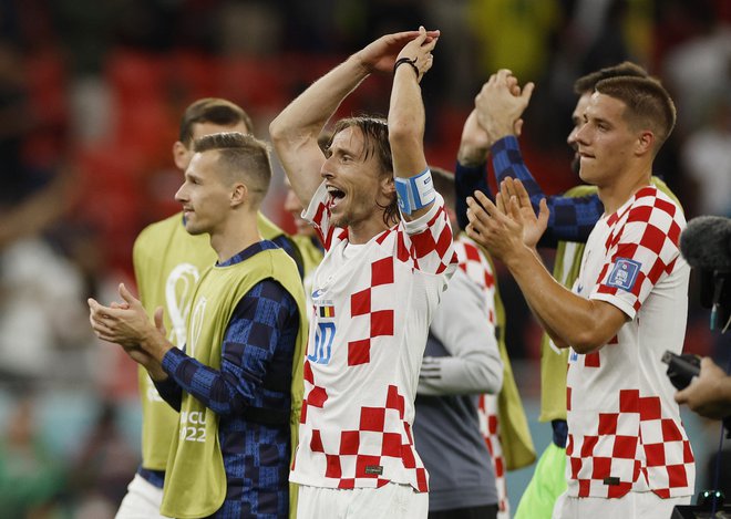 Luka Modrić se je veselil napredovanja. FOTO: John Sibley/ Reuters
