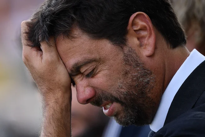 Odstopljeni predsednik Juventusa Andrea Agnelli ima veliko skrbi, kljub temu da uradno ni več na položaju. FOTO: Marco Bertorello/AFP
