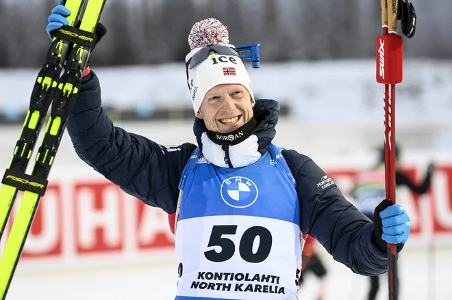 Norvežan Johannes Thingnes Bø je bil razred zase na Finskem. FOTO: Vesa Moilanen/AFP
