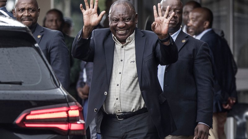Fotografija: Predsednik Južne Afrike in levosredinskega Afriškega nacionalnega kongresa Cyril Ramaphosa je na oblasti od leta 2018. FOTO: Marco Longari/AFP
