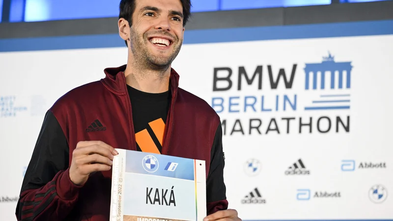 Fotografija: Nekdanji noghometni zvezdni Brazilec Kaka je v Katarju strokovni komentator, septembra pa je tekel tudi na berlinskem maratonu. FOTO: Tobias Schwarz/AFP