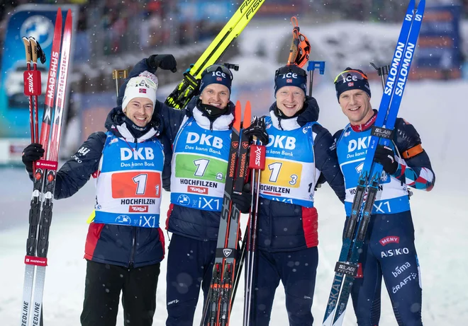 Norveška štafeta je bila razred zase v&nbsp;Hochfilznu. FOTO: Georg Hochmuth/AFP

