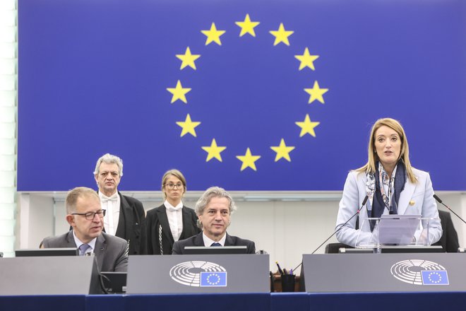 Robert Golob je danes stopil pred evropske poslance. FOTO: Fred Marvaux/evropski parlament
