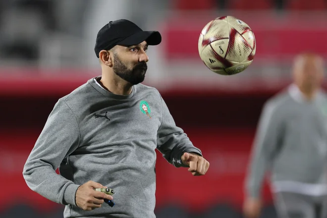 Maroški selektor Walid Regragui je bil rojen v Franciji. FOTO: Karim Jaafar/AFP

