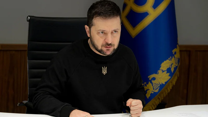 Ukrajinski predsednik Volodimir Zelenski je včeraj sklical sestanek vrhovnega poveljstva oboroženih sil, na katerem je bila glavna tema dogajanje v Belorusiji. FOTO: Reuters