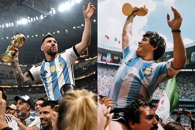 Nalogo Roberta Cejasa je v Katarju opravil kar nekdanji reprezentant Sergio Agüero, sicer velik Messijev prijatelj, ki je v precej čudnih okoliščinah na podelitvi tudi prejel zlato kolajno. FOTO: Anne-Christine Poujoulat/AFP
