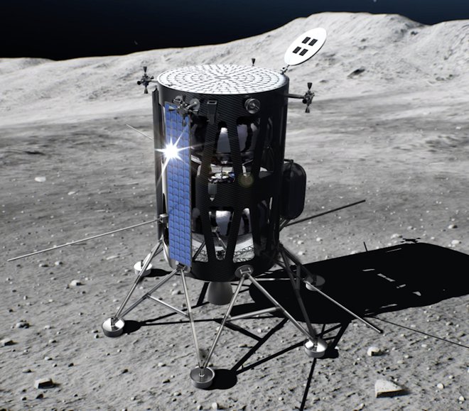 Osvajanje Lune se nadaljuje: med drugimi naj bi na njej pristal pristajalnik Nova-C. Foto Intuitive Machines
