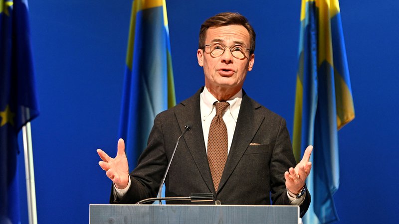 Fotografija: Premier Švedske Ulf Kristersson je opozoril, da evropsko zaostajanje v konkurenčnosti in produktivnosti traja že najmanj petnajst let. FOTO: Reuters
