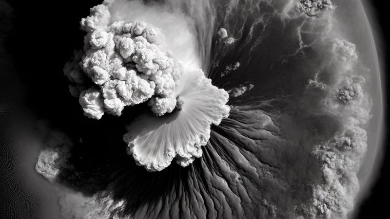 Fotografija: Spektakularen izbruh ognjenika Hunga Tonga-Hunga Ha'apai FOTO: Jamie Perera/Midjourney
