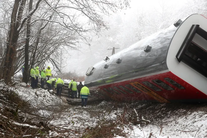 Železniška proga med Metliko in Ljubljano je bila zaradi iztirjenega vlaka zaprta. FOTO: Dejan Javornik