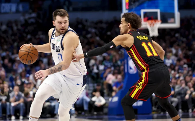 Luka Dončić in Trae Young sta velika tekmeca v liigi NBA. FOTO: Kevin Jairaj/USA Today Sports
