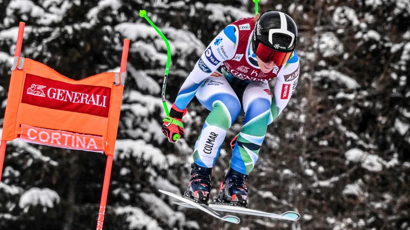 Fotografija: Ilka Štuhec je odlično presmučala prvi smuk v Cortini d'Ampezzo. FOTO: Tiziana Fabi/AFP