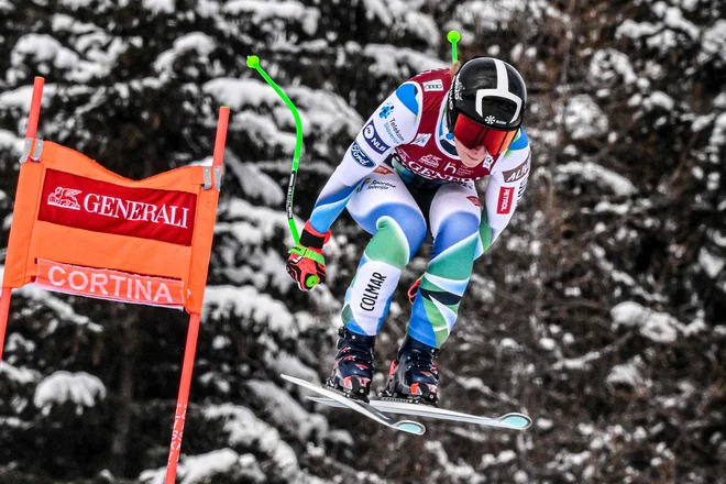 Ilka Štuhec je odlično presmučala prvi smuk v Cortini d&#39;Ampezzo. FOTO: Tiziana Fabi/AFP
