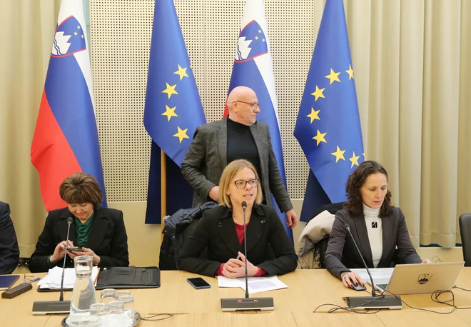 Sindikati pričakujejo, da bodo vzporedno potekala pogajanja, ki jih na vladni strani vodi ministrica Sanja Ajanović Hovnik (v sredini), o reformi in o odpravi nesorazmerij.&nbsp;FOTO: Jože Suhadolnik
