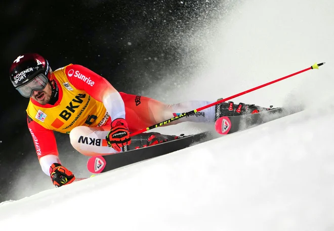 Loic Meillard je bil najhitrejši v Schladmingu. FOTO: Georg Hochmuth/AFP
