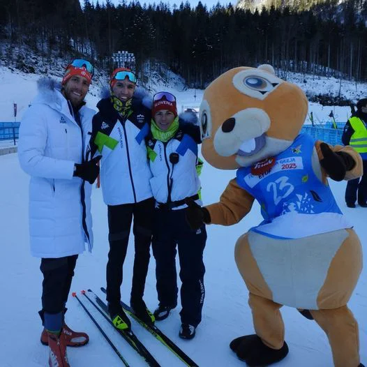 Pavel Trojer (drugi z desne) se je še drugič pozlatil na Olimpijskem festivalu evropske mladine. FOTO: OKS/facebook
