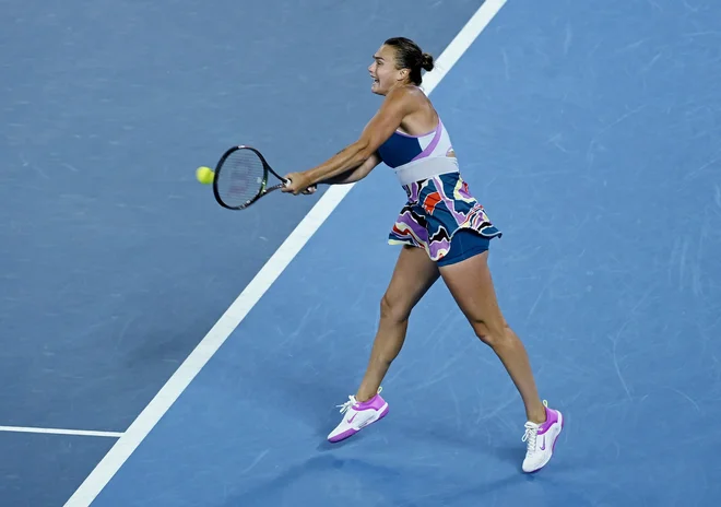 Sabalenka bo v finalu igrala proti igralki, proti kateri pred tem ni izkusila grenkobe poraza. FOTO: Jaimi Joy/Reuters
