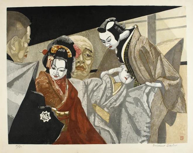 Sekino Džuničiro: Mondžuro nastopa z lutkami (bunraku), 1954. FOTO: Los Angeles County Museum of Art
