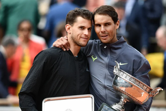 Rafael Nadal in Dominic Thiem. FOTO: Philippe Lopez/AFP
