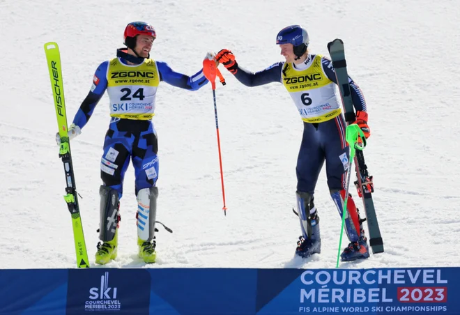 Za senzacionalen razplet sta poskrbela Henrik Kristoffersen in Aj Ginnis. FOTO:&nbsp;Denis Balibouse/Reuters
