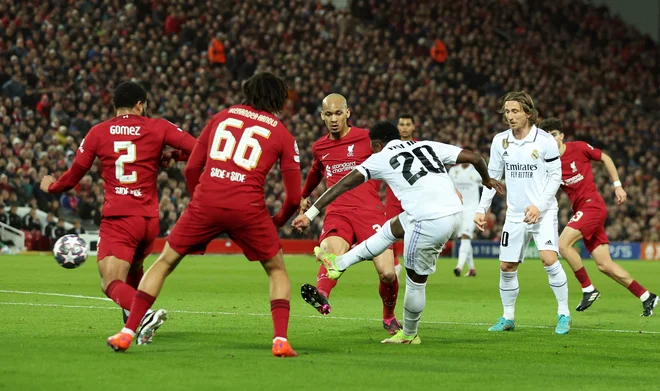 Vinicius Junior je dosegel prvi gol za Real Madrid. FOTO: Phil Noble/Reuters
