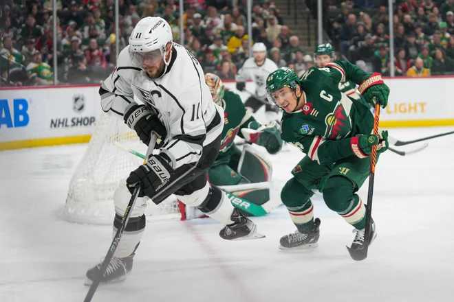 Kopitar je zabil v polno v tretji tretjini, 21 sekund pred koncem tekme. FOTO: Matt Blewett/USA Today Sports
