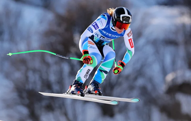 Ilka Štuhec med nastopom na smuku letošnjega svetovnega prvenstva v Meribelu. FOTO: Denis Balibouse/Reuters