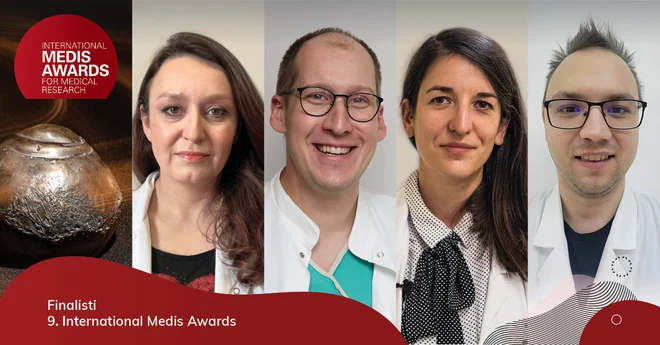Slovenski finalisti 9. International Medis Awards (z leve): Dzhamilyat Abdulkhalikova, dr. med., Vid Janša, dr. med., dr. Kaja Kolmančič, dr. med., izr. prof. dr. Matej Štuhec, mag. farm., spec., klin., farm. FOTO: International Medis Awards
